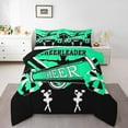thumbnail image 2 of Cheerleading Twin Bedding Sets Dance Princess Comforter Set , Kawaii Cheerleader Bedding Comforter Sets Black Spring Green Duvet Insert, Cheerleading Pompoms Print Down Comforter, 2 of 7