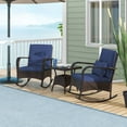 thumbnail image 5 of Costway 3 PCS Rocking Bistro Set with Removable Cushions & Tempered Glass Top Coffee Table Navy, 5 of 10