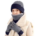 thumbnail image 3 of Warm Knitting Gloves Hat Three Piece Scarf Wool Reversible Color Ear Protector Winter Suit, 3 of 4