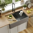 thumbnail image 6 of DV-1K0161GY 33"L x 20"W Kitchen Sink, Farmhouse Workstation Sink with Cutting Board and Dish Drying Rack, 6 of 18
