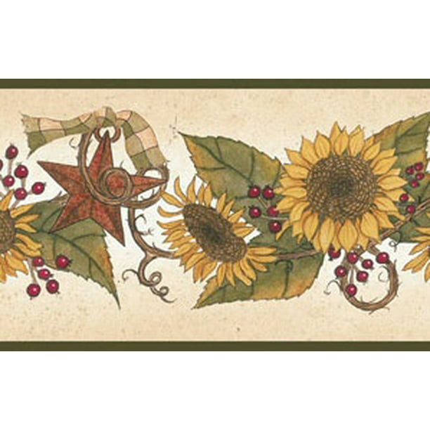 878931 Sunflower Stars Garland Wallpaper Border HAH15182b