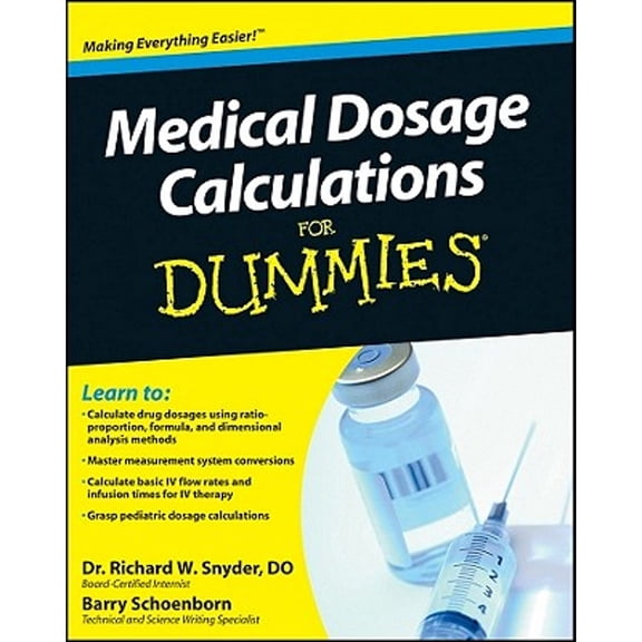 Pre-Owned For Dummies Medical Dosage Calculations for Dummies, (Paperback)