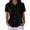 Black, variant on Breezora Women's Knit Collared Short Sleeve Shirt, Button Down Waffle Texture Loose Fit Summer Blouse