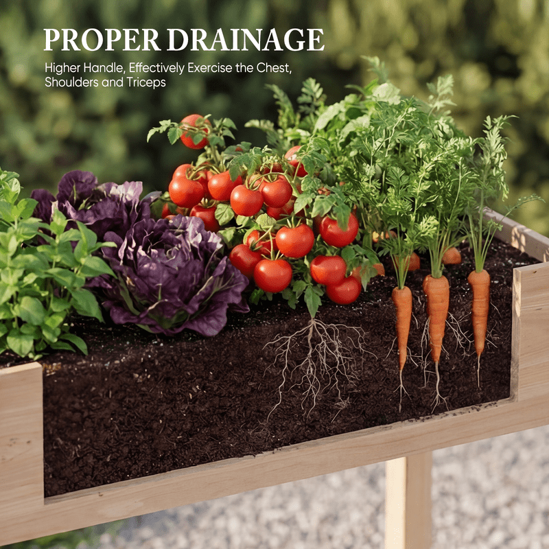 Gianna Raised Garden Bed - Cedar Planter with Non-Woven Liner, Bottom Drainage, 30-Inch Height, 34 x 18 x 30 in Sizes for Outdoor Plants，Wood