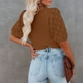 thumbnail image 4 of Yesfashion Womens Short Sleeve Sweaters Crewneck Knit Pullover Tops Summer Lightweight Crochet Blouse Shirt, 4 of 5