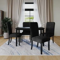 Home Design Guymon Dining Chair (Set of 2), Black/Black, Cushioned seat, Slat-back design, Comfortable seating, Sturdy frame, Modern style, Durable construction