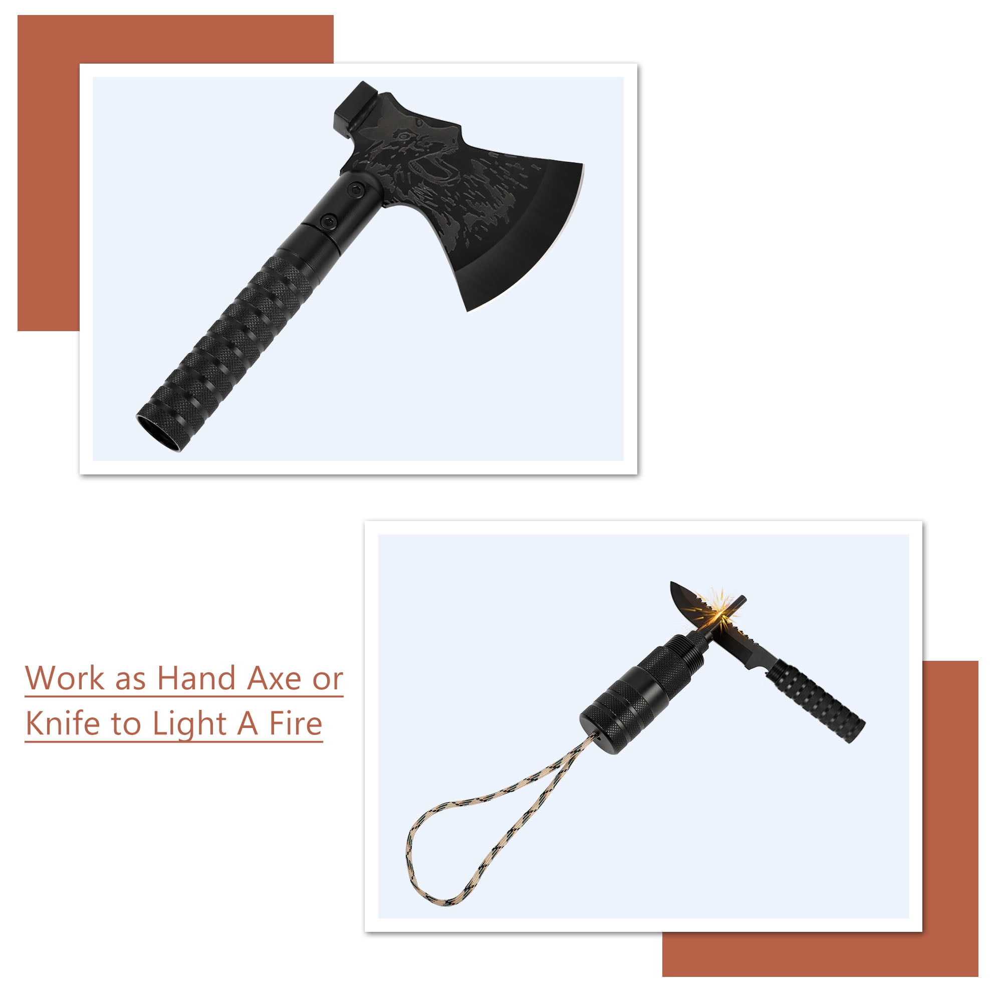 Tactical Folding Survival Axe & Hammer – Multi-Tool for Camping, Hiking & Emergencies, Portable Outdoor Hatchet with Sheath (Axe/Hammer Combo)