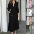 thumbnail image 1 of Gspmoly Robe d'Été, Robe pour Femmes à Col Rabattu, Ample en Coton et Lin, Manches Longues, Ajustée, Taille Haute, Robes Habillées pour Femmes, Offres Prime, 1 of 6