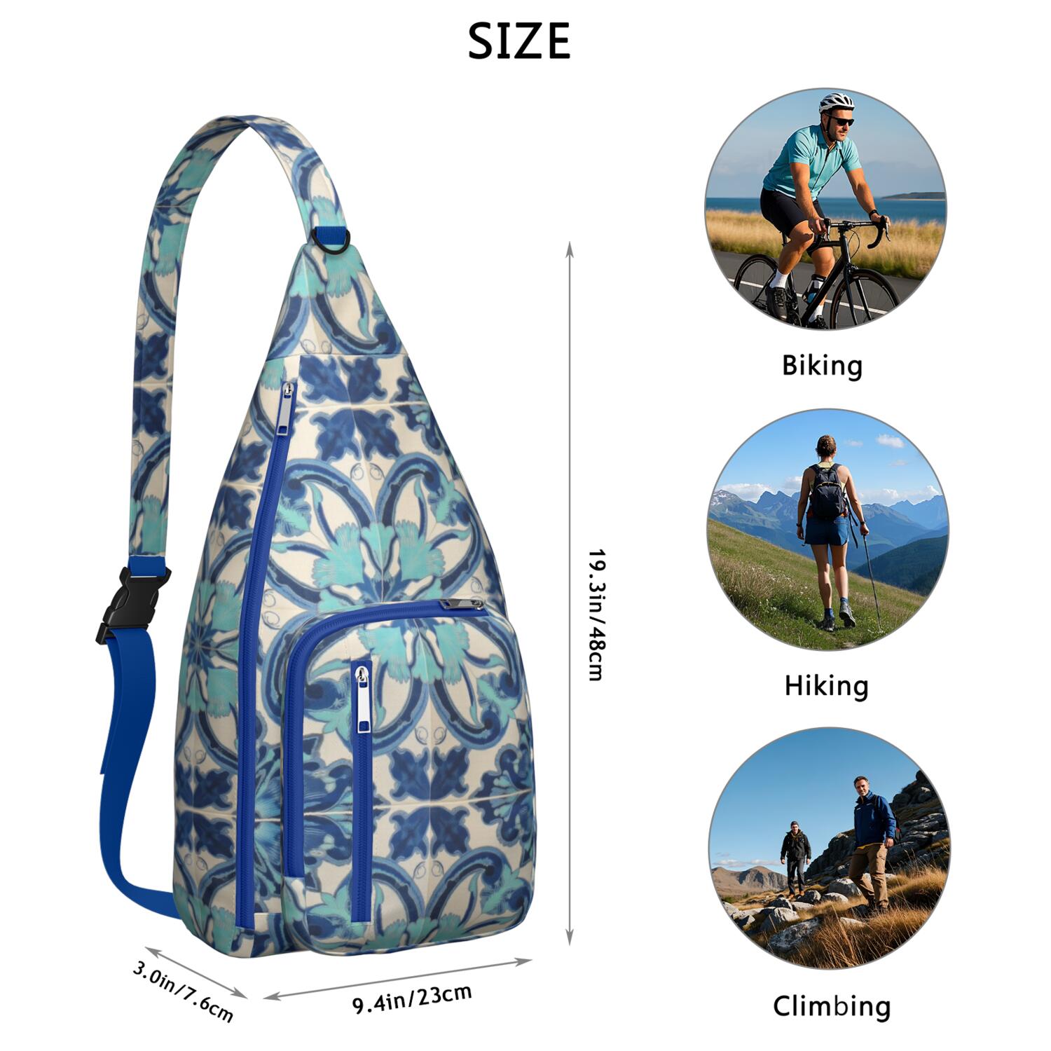 Sling Backpack for Men with Adjustable Shoulder Strap Shoulder Backpack Chest Bag Crossbody Bag for Travel Bohemian Tribal