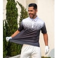 thumbnail image 2 of Aideaone Men Golf Polo Shirts Short Sleeve Button Down Gradient Tropical 3D Print Dry Fit Moisture Wicking Athletic Performance Shirt, 2 of 7