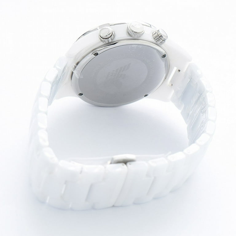 Emporio Armani White Ceramic Chronograph Ladies Watch 43mm