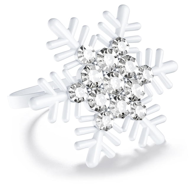 Juego de 8 servilleteros navideños plateados con forma de copo de nieve for mesas de comedor: decoración rústica for bodas, Navidad, Acción de Gracias y cenas festivas.