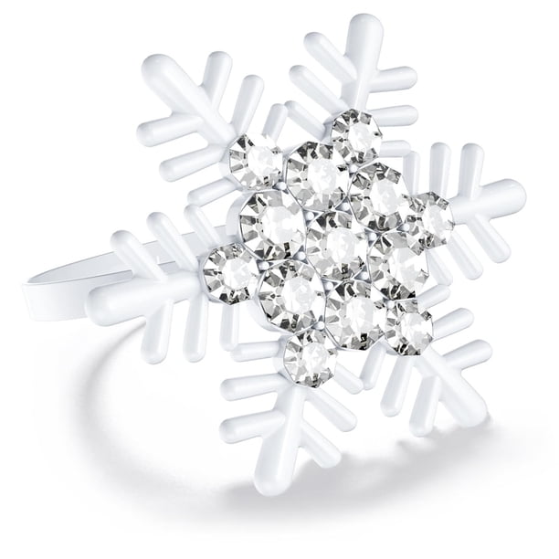 Juego de 8 servilleteros navideños plateados con forma de copo de nieve for mesas de comedor: decoración rústica for bodas, Navidad, Acción de Gracias y cenas festivas.