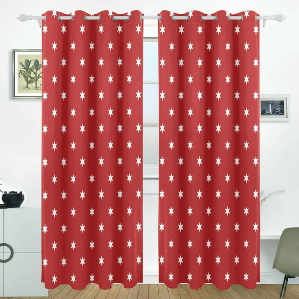Popcreation Patriotic Digital Red White, Red Blackout Curtains