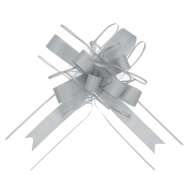 Unique Bargains 10pcs 11 Inch Extra Large Pull Bow Gift Wrapping Big Organza Bows Ribbon Grey for Wedding Baskets Presents