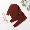 thumbnail image 3 of OUSITAID Winter Newborn Baby Boy Girl Clothes Set Ribbed Outfits Unisex Infant Solid Cotton Button Long Sleeve Tops Pants 2PCS, 3 of 6