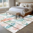 thumbnail image 4 of Large Area Rugs for Living Room Bedroom, Teal Red Seahorse Coastal 8'x10' Rug Washable Carpet Runner Indoor Outdoor, Vintage Nautical Beach Coral Starfish Non Slip Floor Mats Rug for Kitchen, Patio, 4 of 8