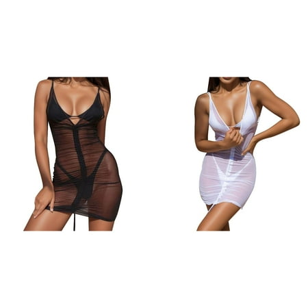 2-Pack Womens Ladies Dress Sheer Beach Summer Neon Mesh Holiday Party Bod-ycon Mini Valentines Lingerie plus Size Lingerie for Women for Women Large Pants Lingerie for Women Set plus Size