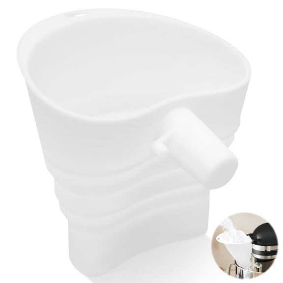 Silicone Flour Funnel for 4.5–5 Qt Tilt Head Stand Mixer Foldable Flour Funnel Attachment Dishwasher Safe for Kitchen Baking