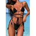 thumbnail image 2 of Lace Up Sexy Bikini Two Piece Set (M, Black), 2 of 12