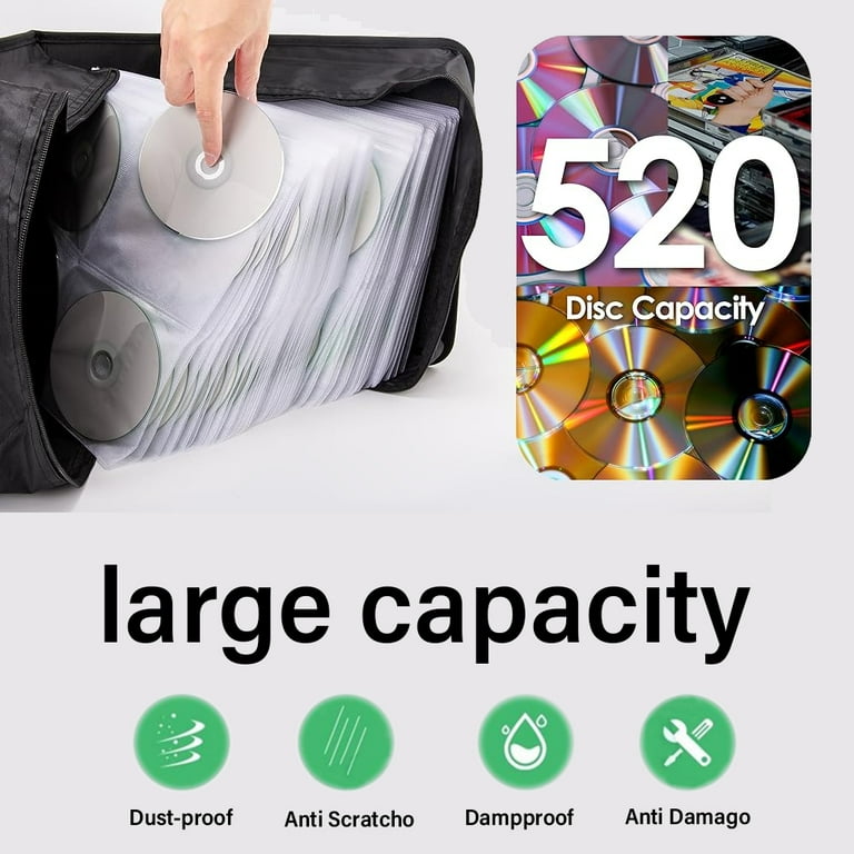 Hendoct CD/DVD Organizer Case, Holds 520 Discs, Compact Portable