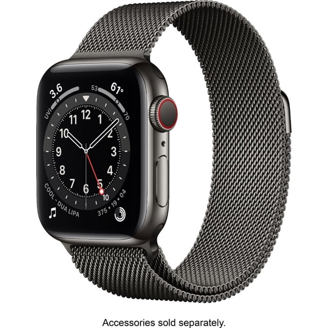 Reloj Apple Watch Series 6 (GPS + Cellular) Caja de acero inoxidable en grafito de 40 mm con correa- Plata