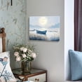 thumbnail image 4 of Canvas Wall Art Beach Décor Wall Picture Rustic Coastal Sand Canvas Print Ocean Nautical Painting Seascape Sea Bird Vintage Ship Boat Artwork for Seaside Living Room Bedroom Bathroom Decor Blue Large, 4 of 9