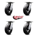 thumbnail image 2 of 8 Inch Heavy Duty Rubber on Steel Caster Set with Roller Bearings Set of 4 SCC, 2 of 2