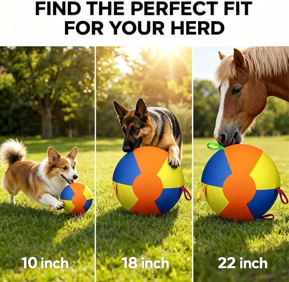 Herding Ball for Dogs & Horses, 10/18/22 Inch Jumbo Exercise Ball, Tear-Resistant Inflatable Play Toy for Herding Instinct Training, Durable Outdoor Pet Toy for Large Breed Dogs & Horses