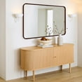 thumbnail image 2 of TEHOME Natural Walnut Wood Bathroom Mirror, 22x65 inches, Solid Wood framedd Rounded Rectangle, 2 of 8