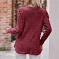 thumbnail image 7 of WREESH Womens Loose Crewneck Sweatshirt Fashion Round Neck Color Long Sleeve Blouse Wine, 7 of 7