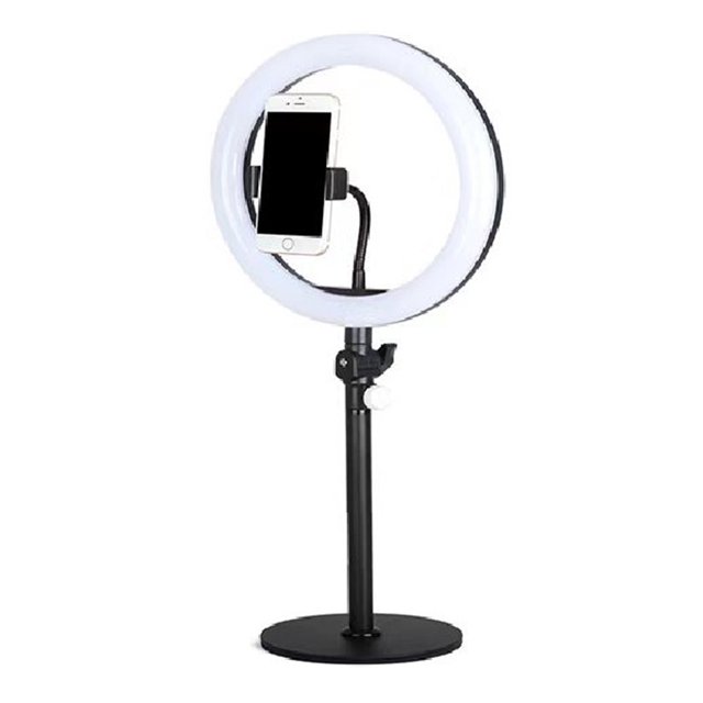 Anillo de luz para computadora portátil, anillo de luz LED con trípode y soporte para teléfono celular y cámara web, luz de videoconferencia selfie de 10 "para videollamadas,