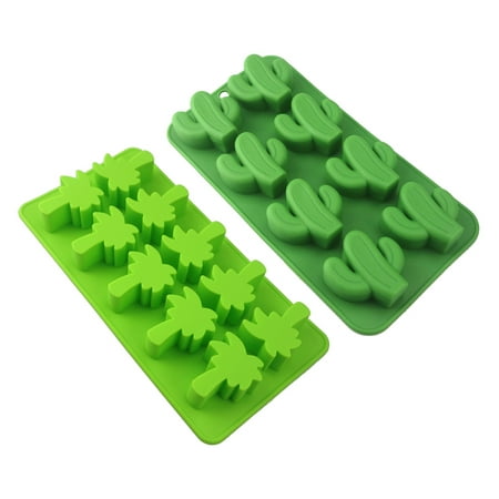 

HOMEMAXS 2pcs Silicone Molds Hawaii Cactus and Coconut Tree Shaped Multi-holes Nonstick Chocolate Mold Cake Dessert Decorating Tool for Home Kitchen (Random Color)