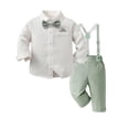 thumbnail image 3 of HAYIMI Toddler Boys Long Sleeve Solid Color T Shirt Tops Suspenders Pants Child Kids Gentleman Outfit Sets Relaxed Fit Clothes Sets, 3 of 6