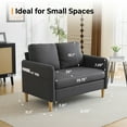 thumbnail image 2 of Ktaxon Loveseat Sofa with Side Bags 47" 2-Seat Small Couch with Wood Legs for Living Room Bed Room Dark Gray, 2 of 10