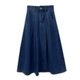 thumbnail image 4 of JGGSPWM Women's Denim Bustier Long Skirt Summer Thin A-Line Skirt Large Swing Loose Large Size Umbrella Skirt Blue XXL, 4 of 5
