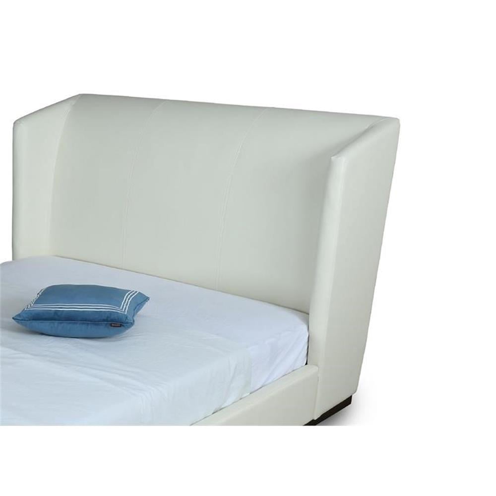 Manhattan Comfort Lenyx Faux Leather Queen Size Bed Frame in Cream