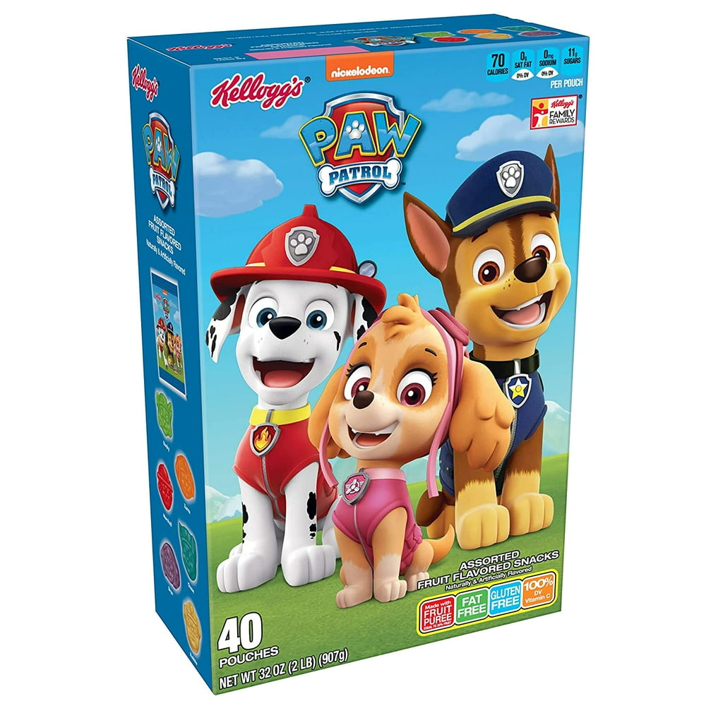 Kellogg's Paw Patrol Assorted Fruit Snacks, 0.8 oz, 40 Count Walmart