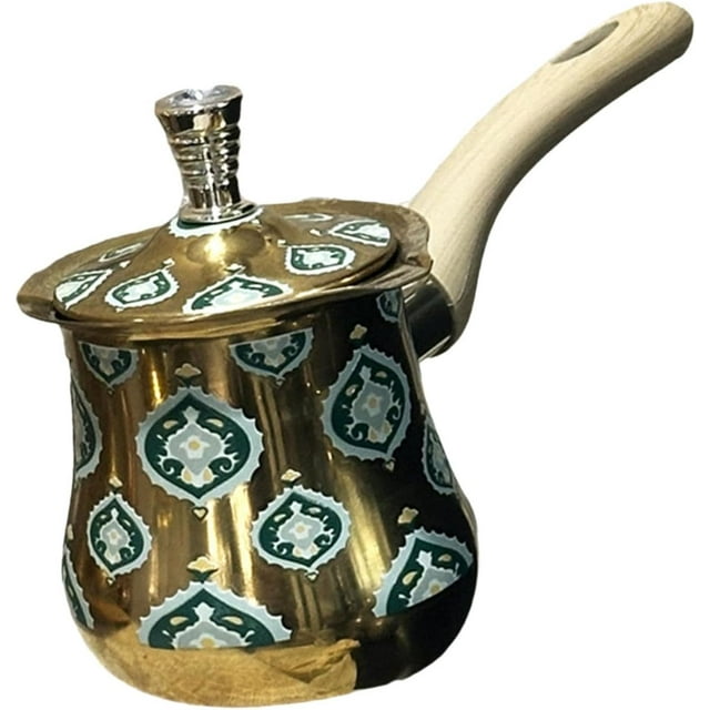 HUGFEGWE Cafetière Turque Pichet à Fondre Théière à Long Manche Bouilloire à Eau Résistante à la Rouille Polyvalente avec Couvercle Chauffe-Lait Bouilloire à Café, Style B, 550 ml CA919-76234
