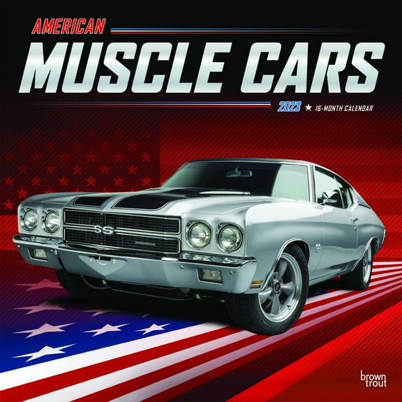 American Muscle Cars 2023 Square Foil Wall Calendar 12x12 by Browntrout P1