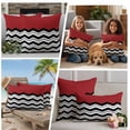 thumbnail image 5 of Black White Chevron Outdoor Waterproof Pillow Covers, Geometric Red Sea Wavy Striped Decorative Square Throw Pillowcase Sofa Cushion Sham for Patio/Couch/Chair, 18"x18" 2 Pack, 5 of 8