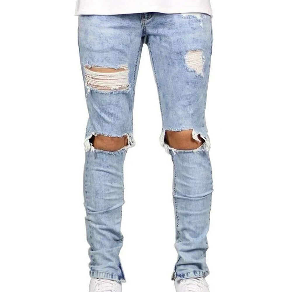 Wodstyle - Men's Running Tights Skinny Ripped Trousers Frayed Jeans ...