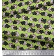 thumbnail image 2 of Soimoi Green Cotton Voile Fabric White Flower Bouquet Stripe Printed Fabric 1 Yard 42 Inch Wide, 2 of 3