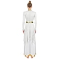 thumbnail image 5 of Aislor Women Liturgical Praise Dance Outfits Long Sleeve Worship Tunic Dress with Wide Leg Pants White XL, 5 of 7