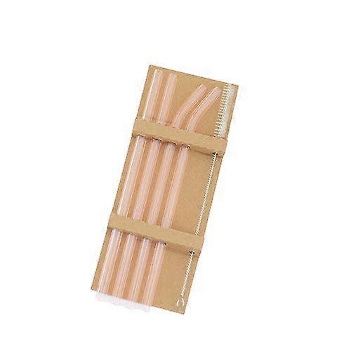 Juego de 4 pajitas de vidrio de colores resistentes al calor yuxing 200 mm x 8 mm color rosa