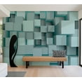 thumbnail image 7 of Tiptophomedecor Abstract Wallpaper Wall Mural - Blue Puzzle, 7 of 7