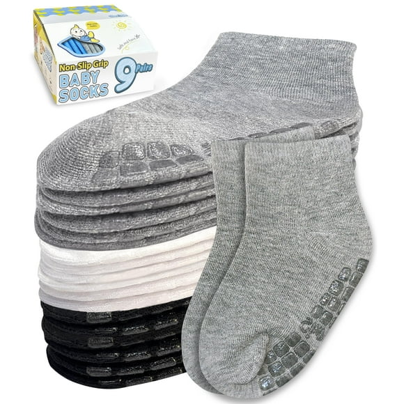 Calcetines para bebés Simply Kids Grippy de 12 a 18 meses, 1 a 3 años, 9 pares