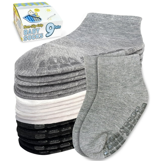 Calcetines para bebés Simply Kids Grippy de 12 a 18 meses, 1 a 3 años, 9 pares