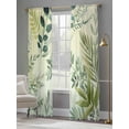 thumbnail image 4 of Green Blue Leaves Sheer Curtains 108 Inch Length 2 Panels Set Window Treatments, Summer Botanical Farmhouse Watercolor Leaf Rod Pocket Semi Curtains for Living Room/Bedroom/Kitchen, 104"W x 108"L, 4 of 7