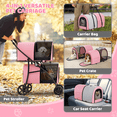 thumbnail image 3 of Magshion Folding Double Dog Stroller for 2 Dogs, 4-in-1 Pet Stroller for Small Medium Dogs Cats, Pink/Gray, 3 of 9